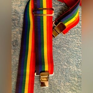 Custom leather craft rainbow suspenders